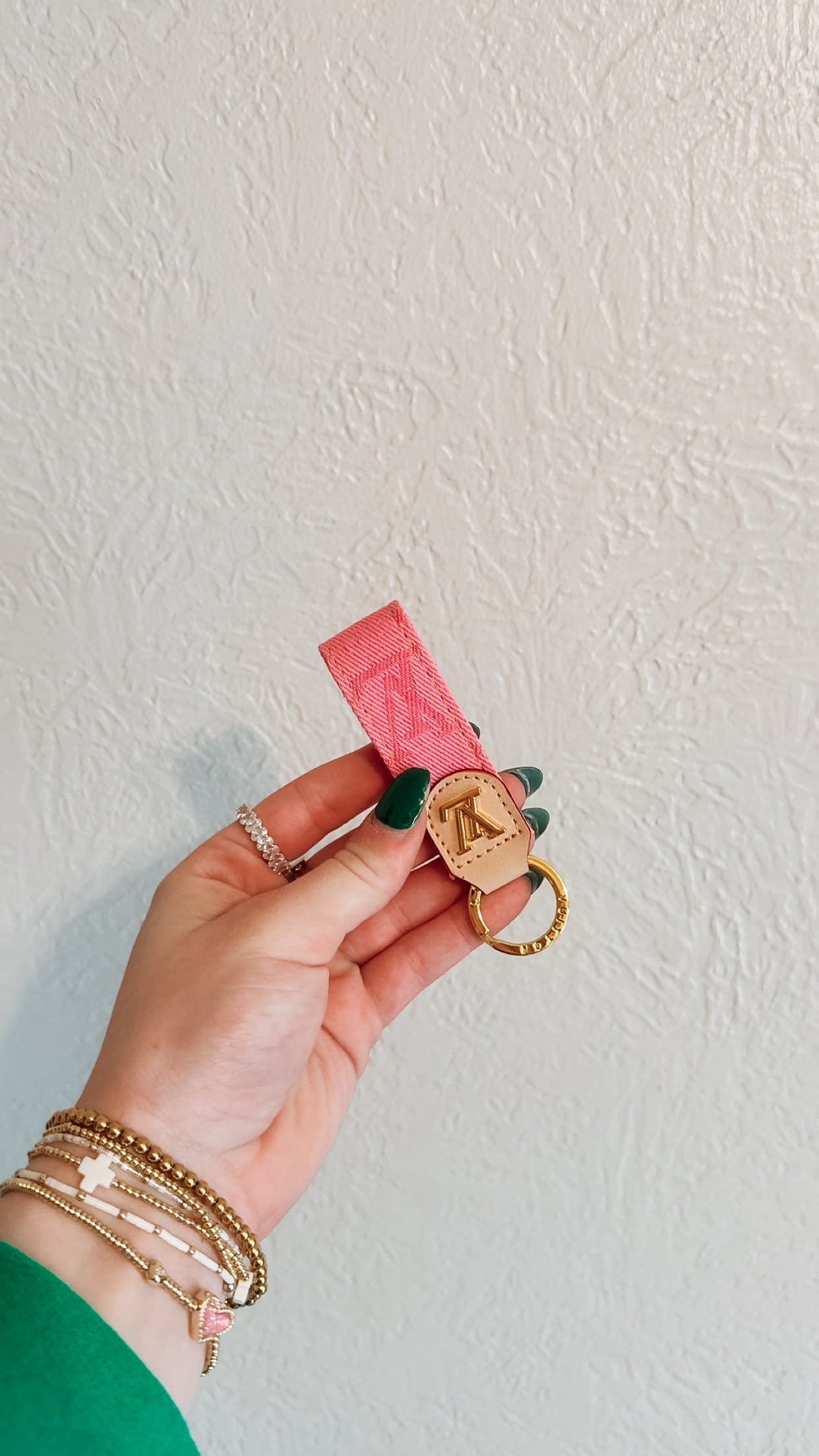 Pink Denim Keychain