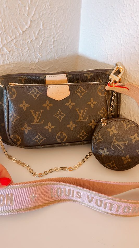 3pc Shoulder Purse (Pink)