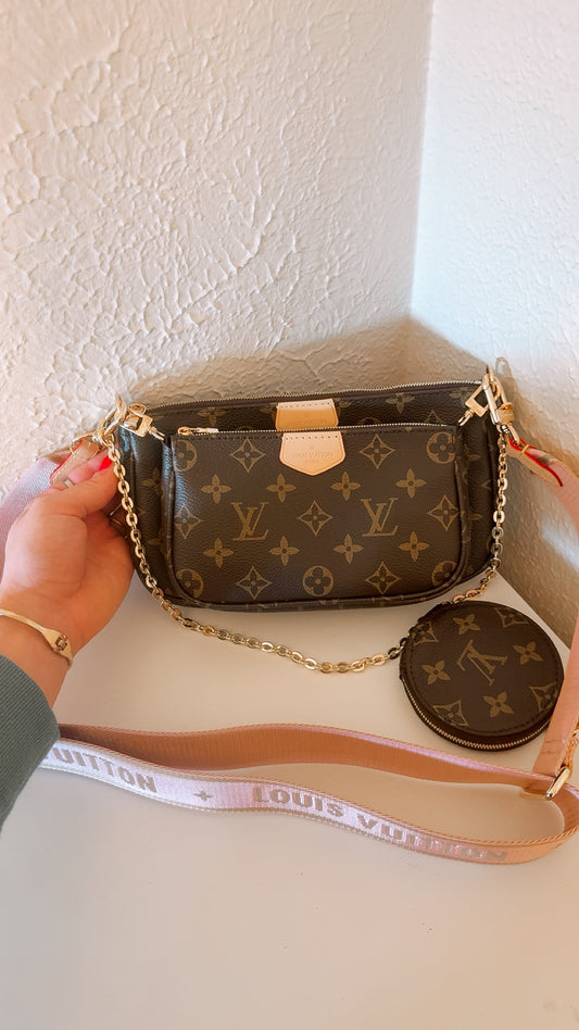 3pc Shoulder Purse (Pink)