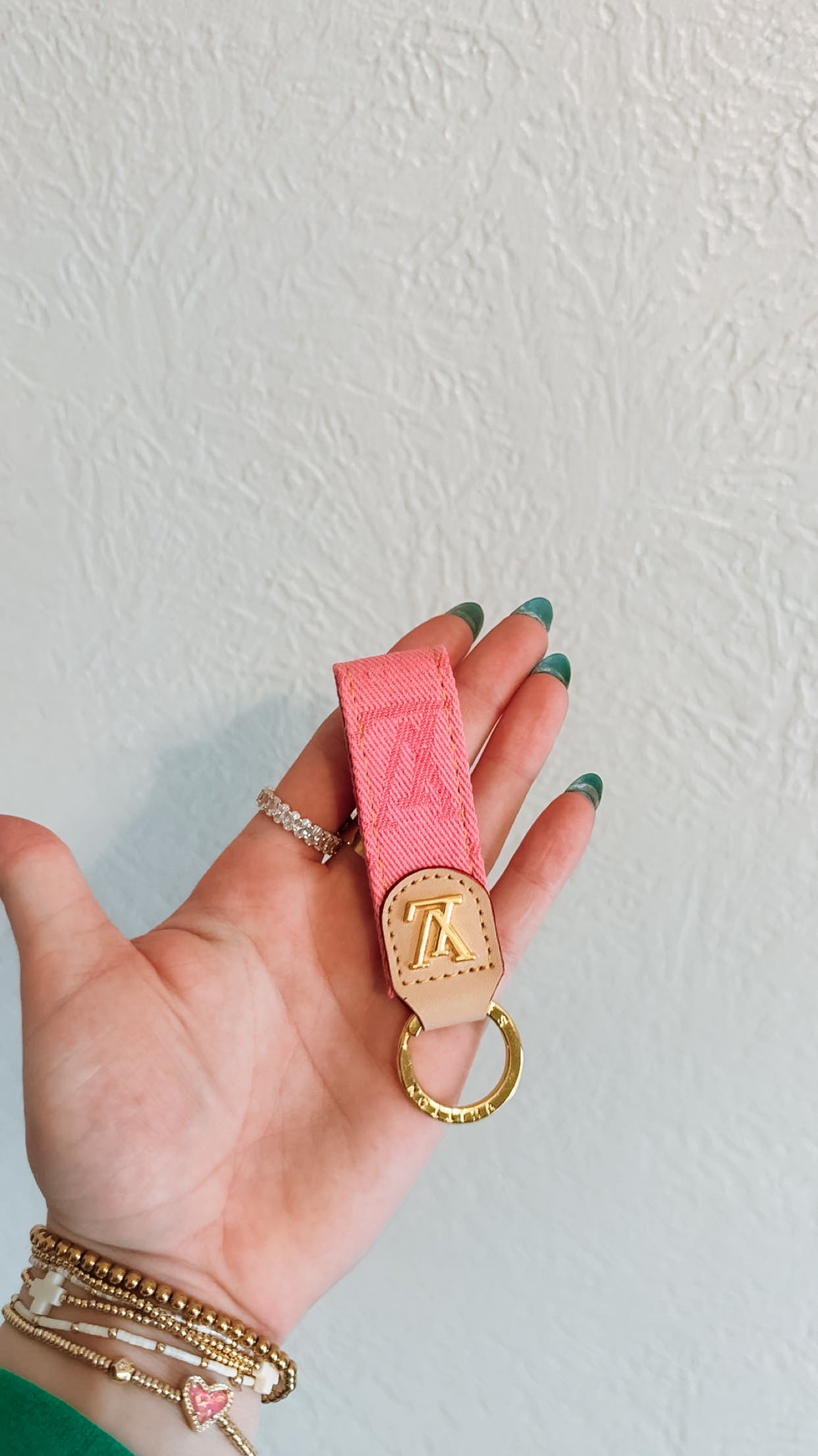 Pink Denim Keychain