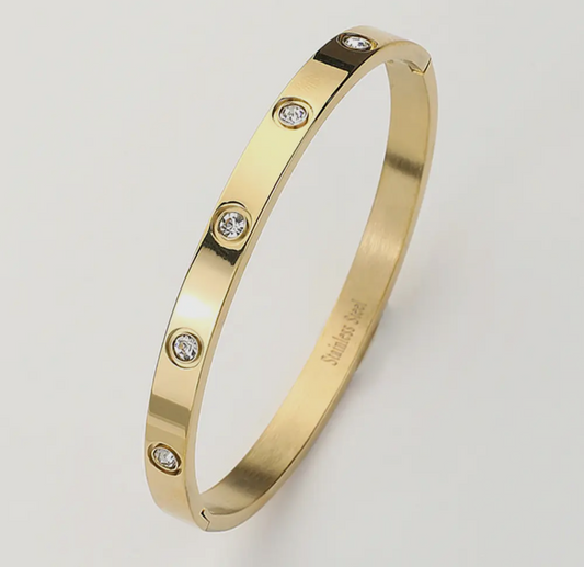 Crystal Gold Bangle Bracelet