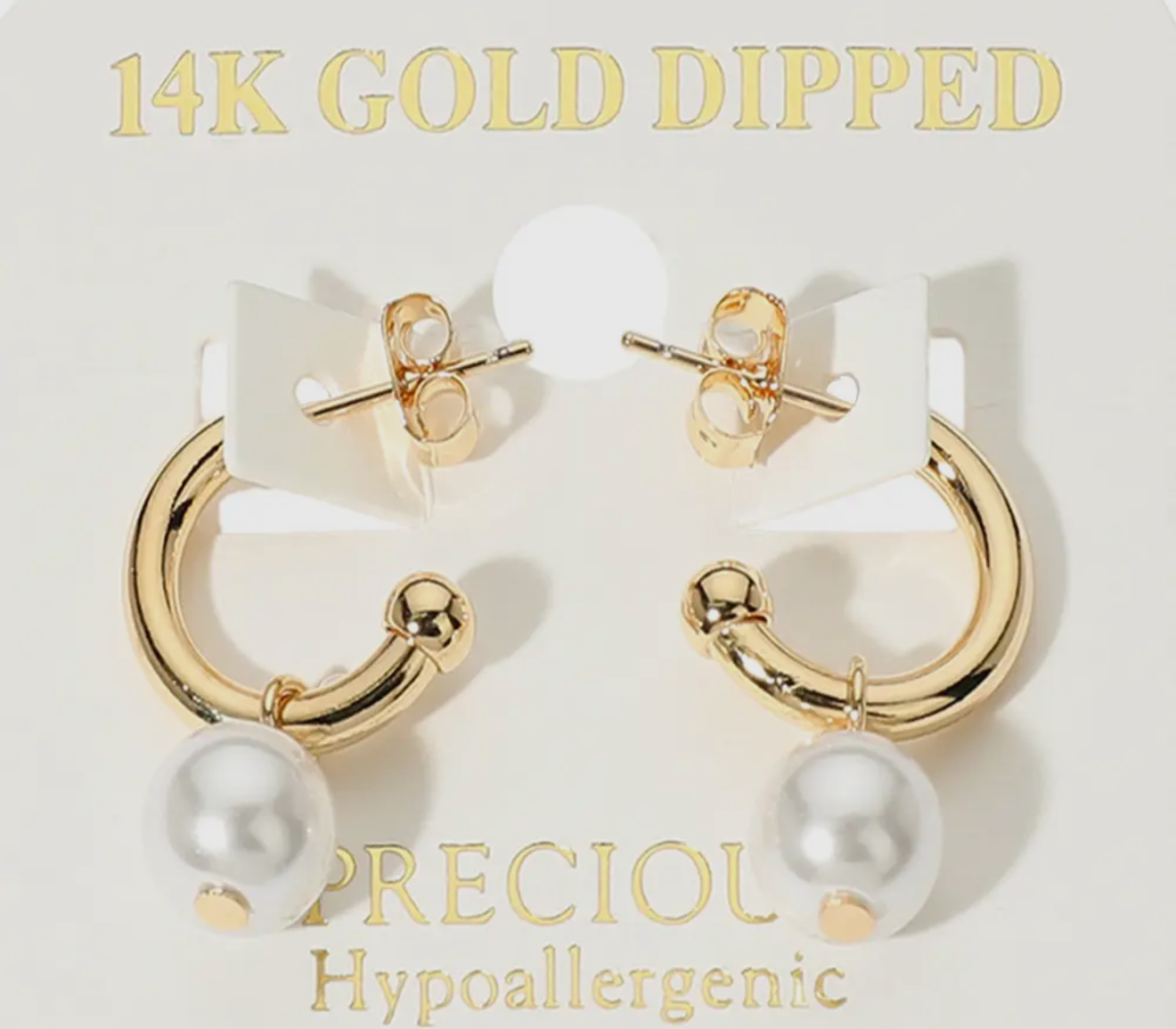 Pearl Dangle Gold Hoop